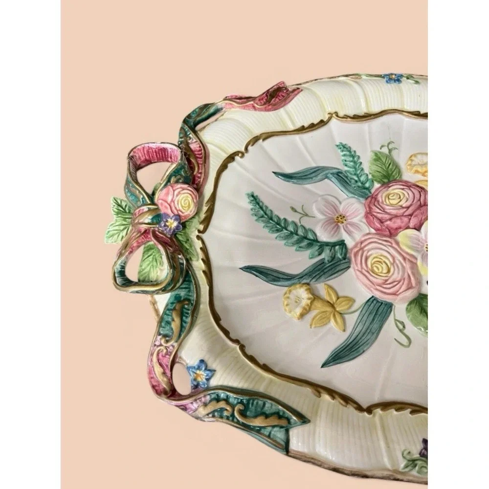 Fitz & Floyd Woodland Spring Large Oval Embossed‎ Serving Platter Floral Flowers
